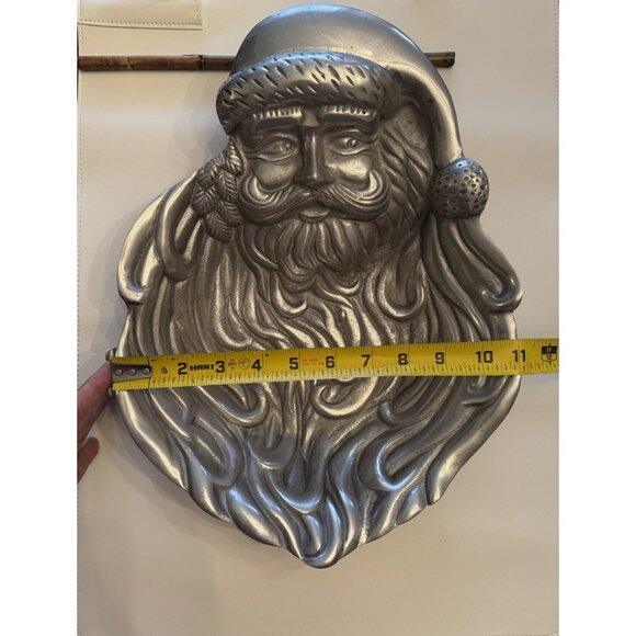 Vintage Large Silver Pewter Santa Claus Serving Bowl Sheridan Import 15 X 11 - Picture 7 of 10